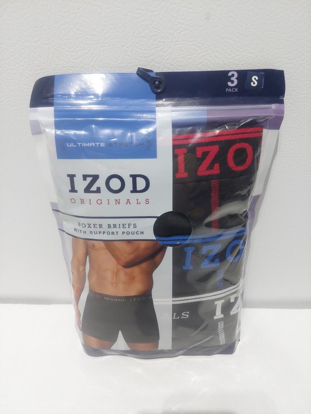 Izod Men's Boxer Briefs W/ Support Pouch Size Small 3-Pack 6" Inseam Underwear
